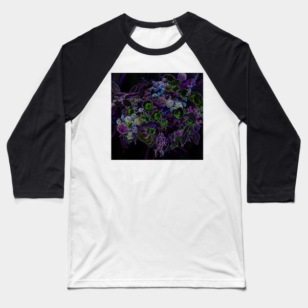 Black Panther Art - Flower Bouquet with Glowing Edges 10 Baseball T-Shirt by The Black Panther